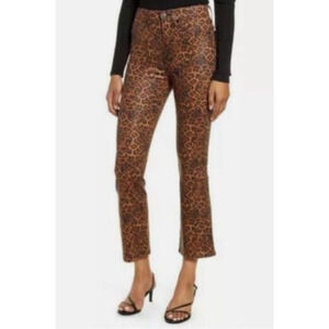 NEW 7 For All Mankind 29 Anthro Leopard Print High Waist Slim Kick Jean $225 A11